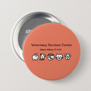 Veterinarian Veterinary Staff Name Pin Button