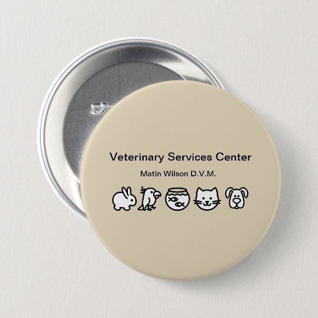 Veterinarian Veterinary Staff Name Pin Button (Vorne & Hinten)