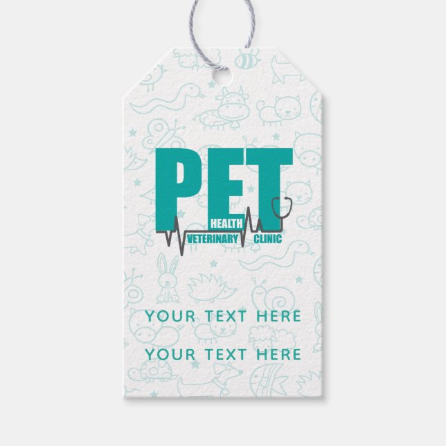 Veterinärklinik Moderne blaue Werbeaktion Geschenkanhänger (Vorderseite)