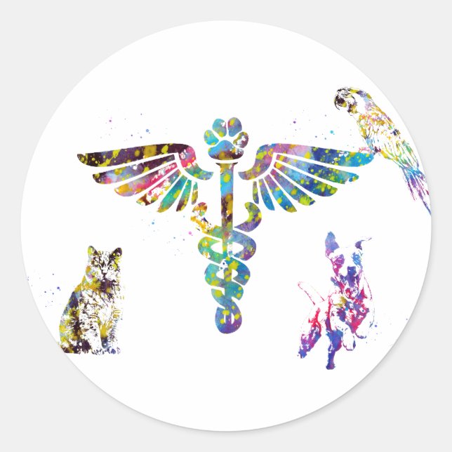 Veterinärkliniksymbol Runder Aufkleber (Vorderseite)