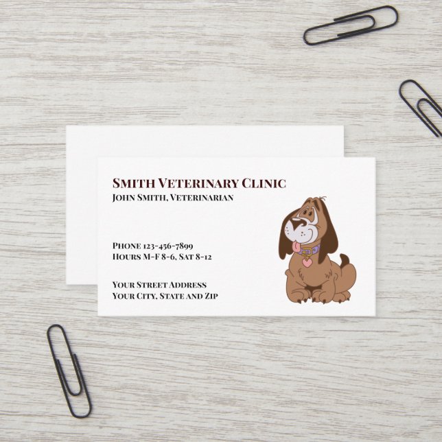 Veterinärklinische Visitenkarte (Vorderseite/Rückseite Beispiel)
