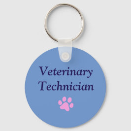 Veterinärmediziner/rosa Paw Print/Blau Schlüsselanhänger