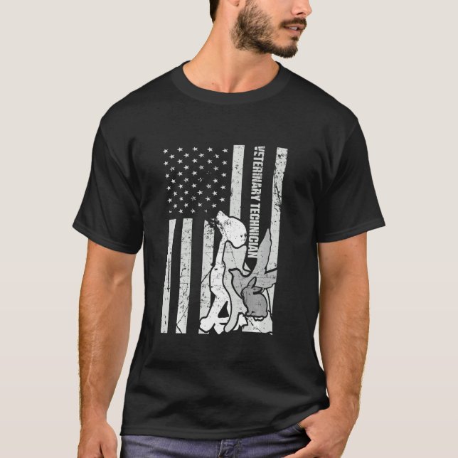 Veterinärmediziner-Tech-Flag US Funny Veterinary T T-Shirt (Vorderseite)