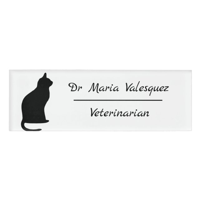 Veterinärname Kennnummer Kat-Silhouette Namenschild (Vorderseite)