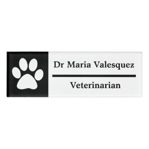 Veterinärname Tag Schwarze Paw-Druck Namenschild