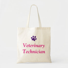Veterinärtechniker mit lila Tatzen-Druck Tragetasche