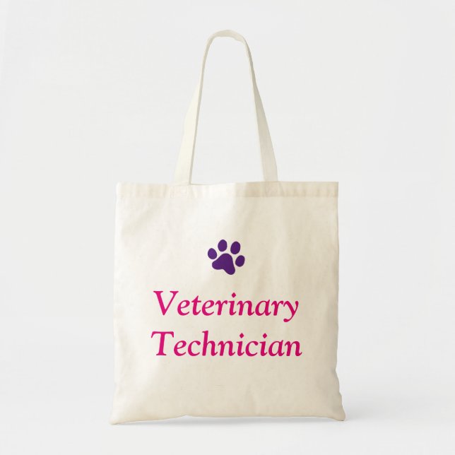 Veterinärtechniker mit lila Tatzen-Druck Tragetasche (Vorne)