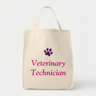Veterinärtechniker mit lila Tatzen-Druck Tragetasche