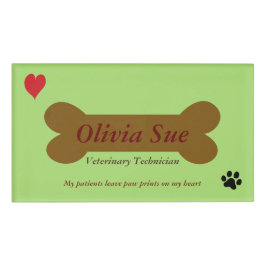 Veterinärtechniker-Tatze druckt auf meinem Herzen Namenschild