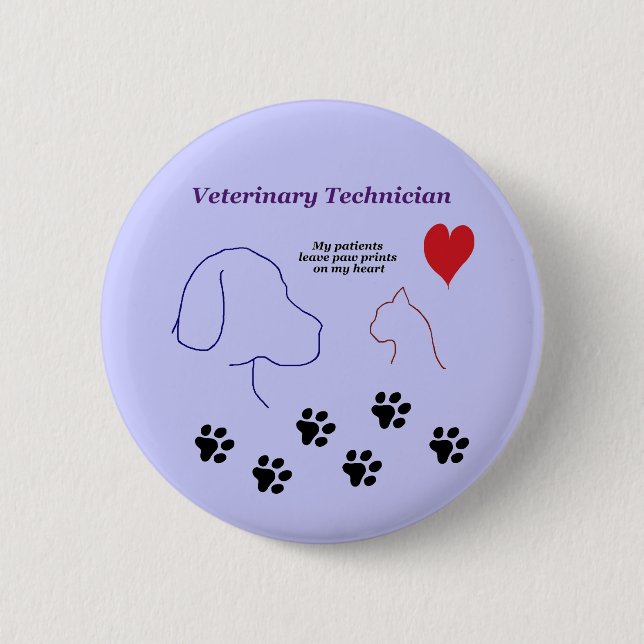 Veterinärtechniker - Tatzen-Drucke auf meinem Button (Vorderseite)