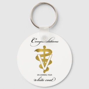 Veterinärweißes Coat Zeremonie Glückwunsch Schlüsselanhänger