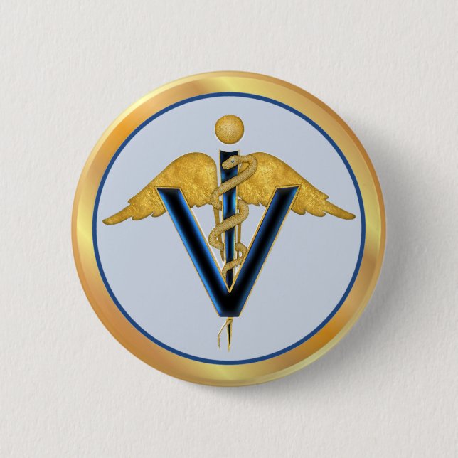 Veterinary Caduceus Button (Vorderseite)