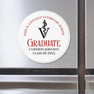 Veterinary Caduceus Custom Red Black Abschluss Magnet