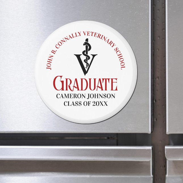 Veterinary Caduceus Custom Red Black Abschluss Magnet (Von Creator hochgeladen)