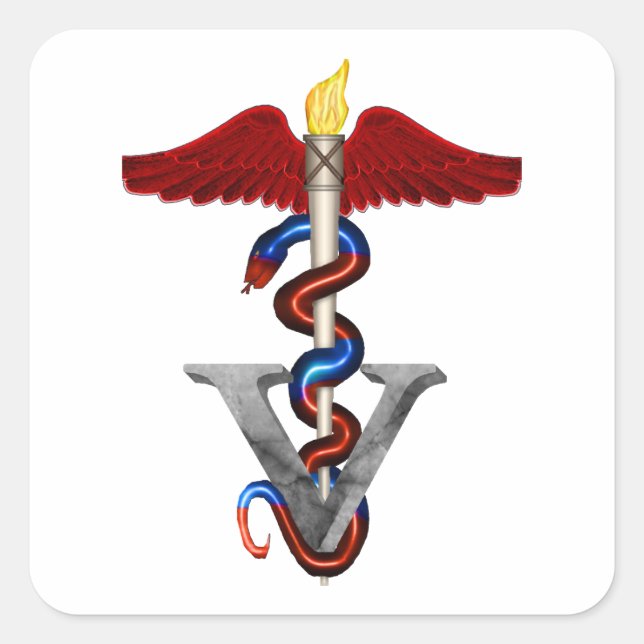Veterinary Caduceus Quadratischer Aufkleber (Vorderseite)
