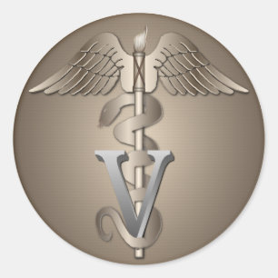 Veterinary Caduceus Runder Aufkleber