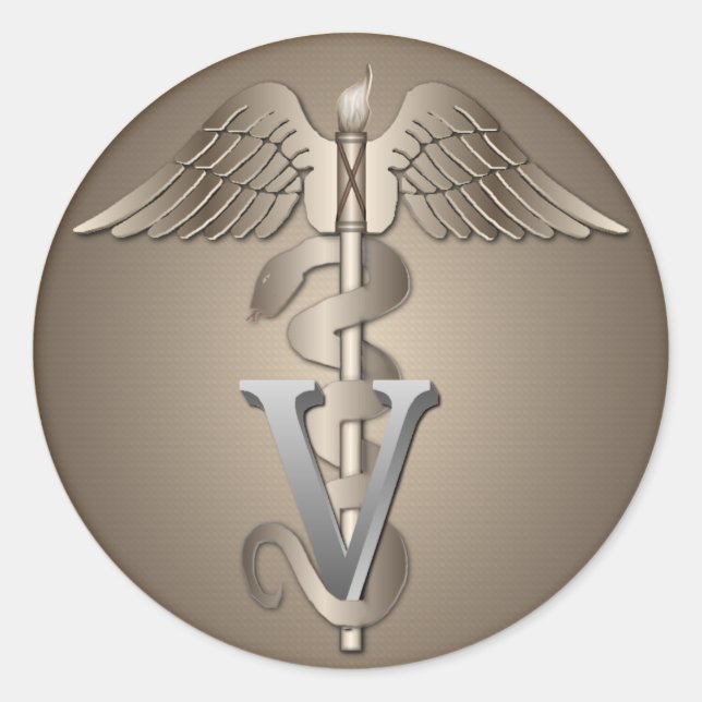 Veterinary Caduceus Runder Aufkleber (Vorderseite)