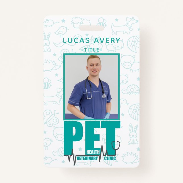 Veterinary Clinic Foto Modern Blue Ausweis (Vorderseite)