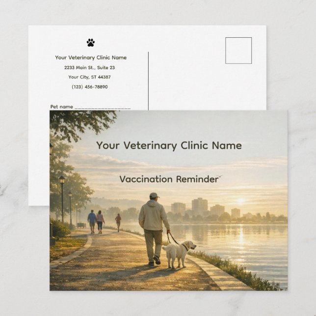 Veterinary Clinic Vaccination Reminder Postcard Postkarte (Vorne/Hinten)