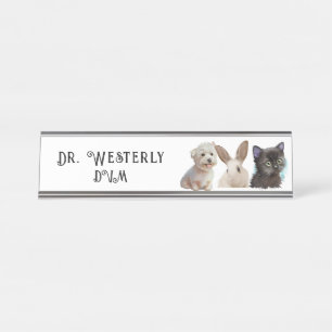 Veterinary DVM Dog Cat Bunny Desk Name Plakat Schreibtischnamensplakette