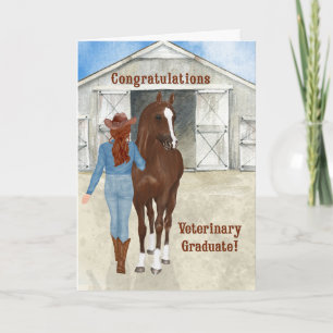 Veterinary Graduate Cowgirl Western Theme Karte