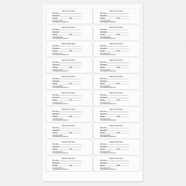 Veterinary Medication Label – Medium & Waterproof Etiketten (Blatt)