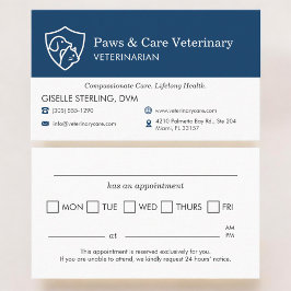 Veterinary Office Pet Visit Reminder Appointment Visitenkarte