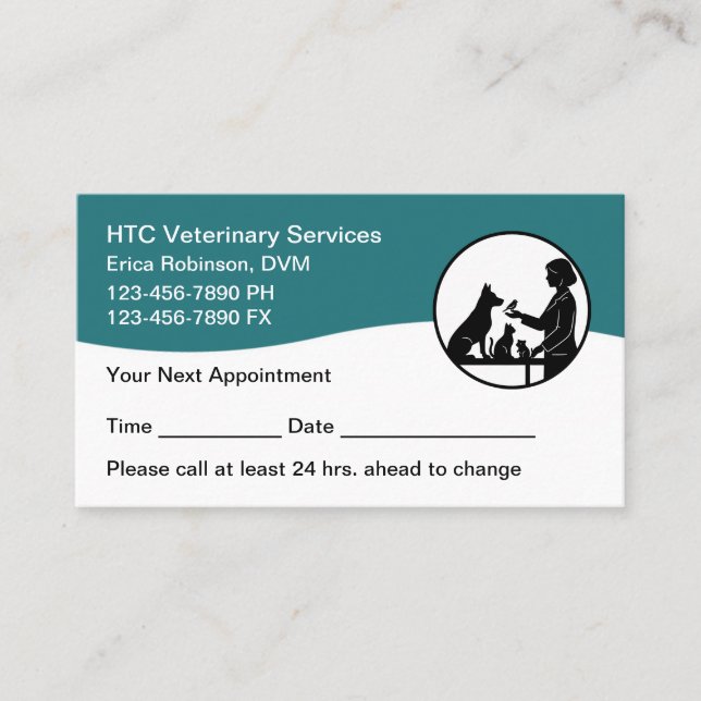 Veterinary Pet Care Appointment Cards Reminder  Terminkarte (Vorderseite)