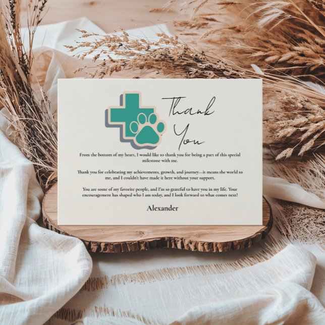 Veterinary School Paw Graduation Party Dankeskarte (Von Creator hochgeladen)