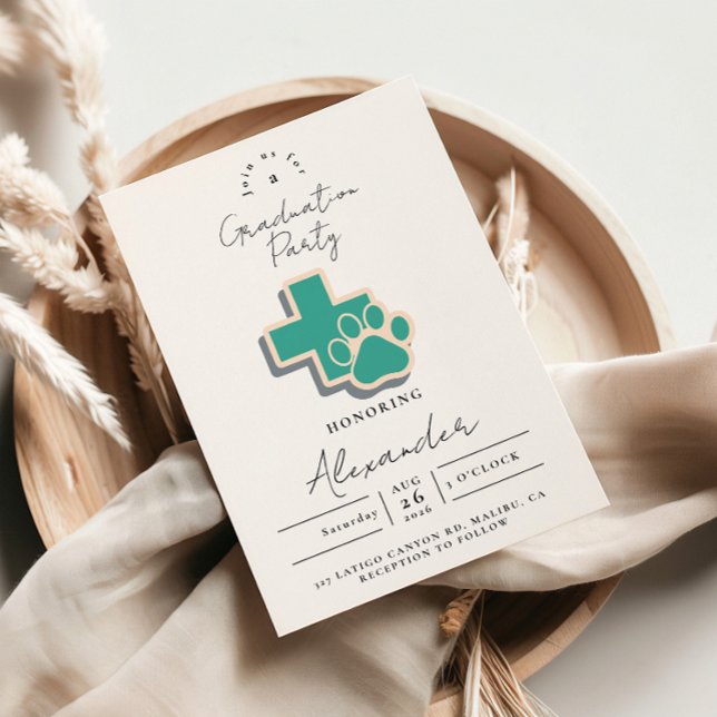 Veterinary School Paw Graduation Party Einladung (Von Creator hochgeladen)