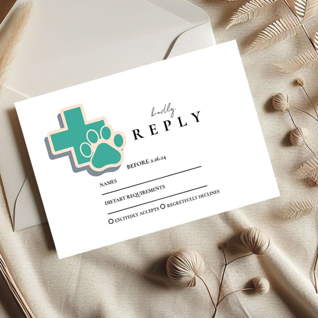 Veterinary School Paw Graduation Party RSVP Karte (Von Creator hochgeladen)