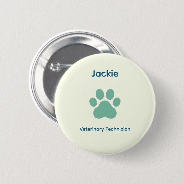Veterinary Technician Name Badge Button (Vorne & Hinten)