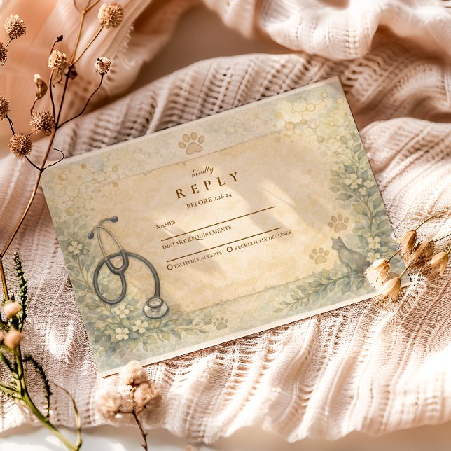 Veterinary White Coat Graduation Party RSVP Karte (Von Creator hochgeladen)