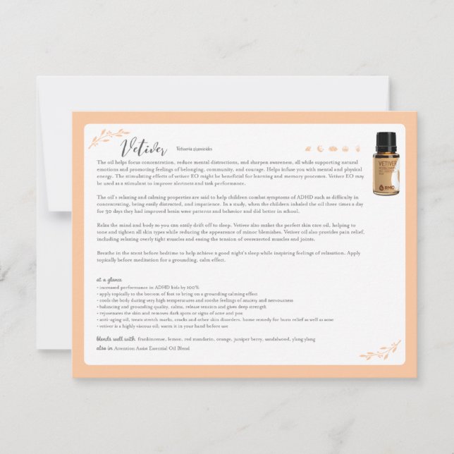 Vetiver Essential Oil Note Card (Vorderseite)