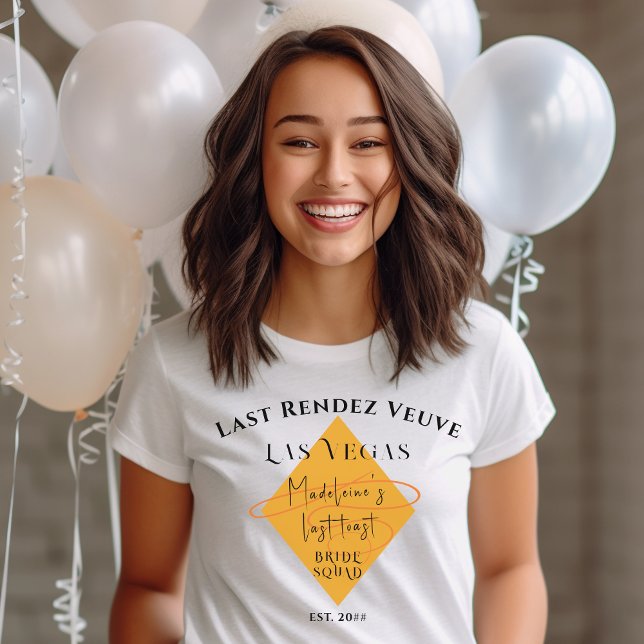 Veuve Before Vows Bachelorette Weekend Bridge Squa T-Shirt (Last Rendez Veuve T-shirt
Bride Squad)