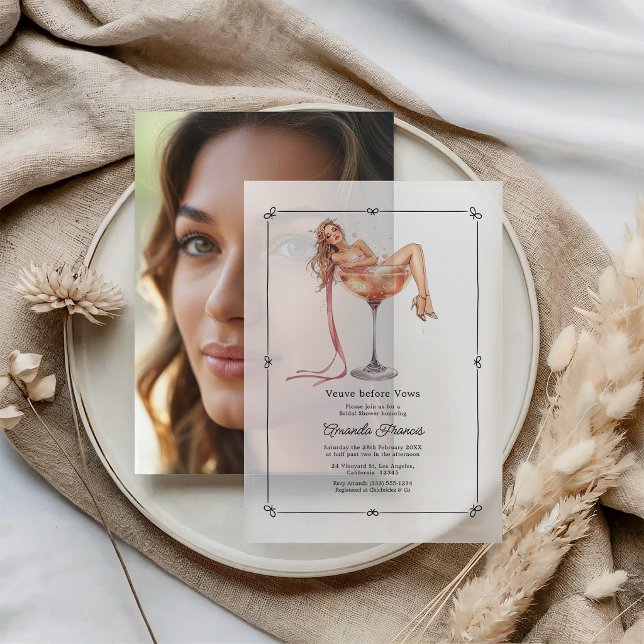 Veuve Before Vows Champagner-Cocktail Brautparty-E (Veuve Before Vows Champagne Cocktail Bridal Shower Vellum Invitations)