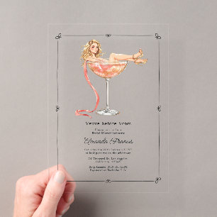 Veuve Before Vows Champagner-Cocktail-Junggesellin Acryleinladungen