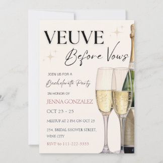 Veuve Before Vows Junggeselinnen-Abschied Weekend Einladung