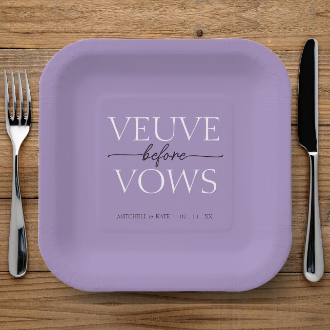 Veuve Before Vows Lavender Lila Brautparty Pappteller (Veuve Before Vows Lavender Purple Bridal Shower Paper Plates
)
