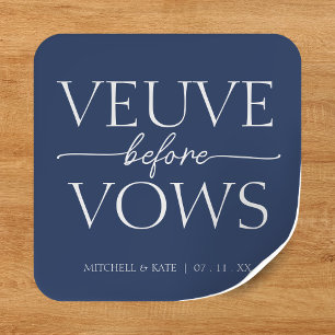 Veuve Before Vows Navy Blau & Weiß Brautparty Quadratischer Aufkleber