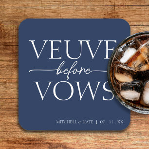 Veuve Before Vows Navy Blau & Weiße Brautparty Rechteckiger Pappuntersetzer