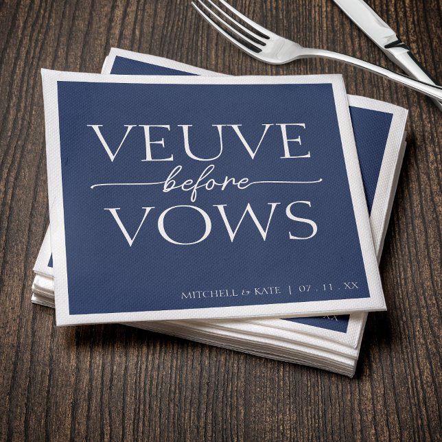 Veuve Before Vows Navy Blue & White Brautparty Serviette (Veuve Before Vows Navy Blue & White Bridal Shower Napkins
)