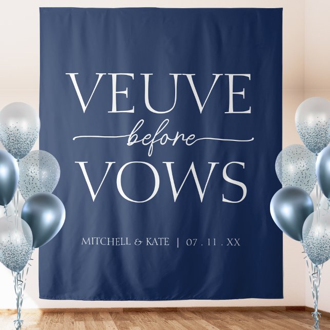 Veuve Before Vows Navy Blue & White Brautparty Wandteppich (Veuve Before Vows Navy Blue & White Bridal Shower Tapestry
)
