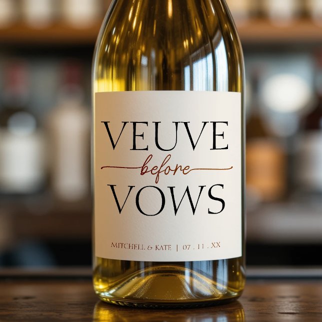 Veuve Before Vows Tan Brown Brautparty (Veuve Before Vows Tan Brown Bridal Shower Sparkling Wine Label
)