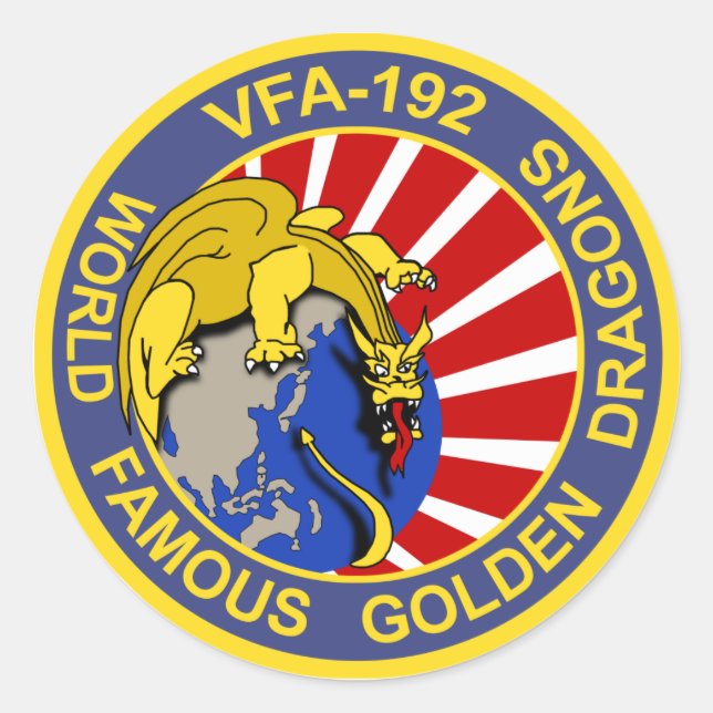 VFA-192 GOLDENDRAGONS Squadron Patch Runder Aufkleber (Vorderseite)