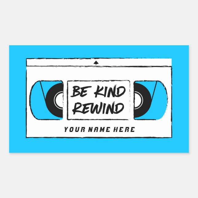 VHS Be Kind Rewind Novelcker Rechteckiger Aufkleber (Vorderseite)