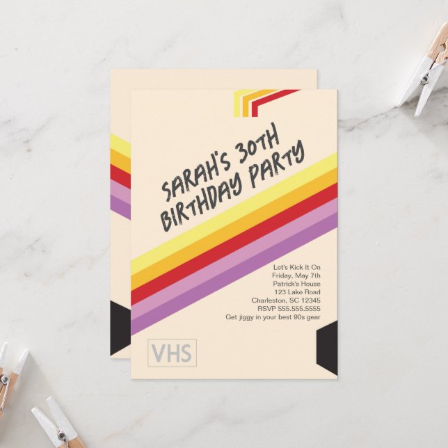 VHS-Einladung der 90er Einladung (Vorderseite/Rückseite Beispiel)