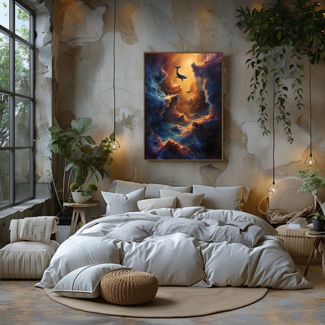 Viaje Cósmico de Ballenas El Abrazo de la Nebulosa Poster (Von Creator hochgeladen)