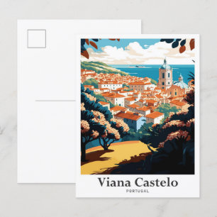 Viana Castelo Vintage Reiseillustration Postkarte