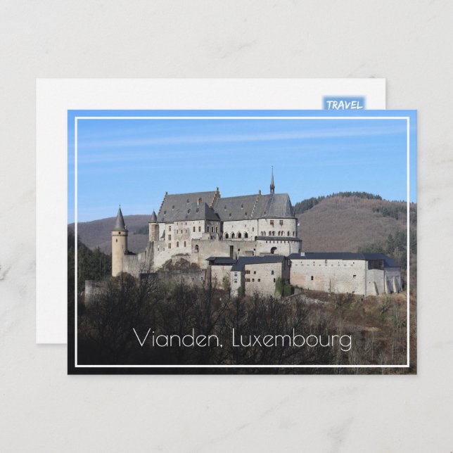 Vianden Castle Winter View, Luxemburg Postkarte (Vorne/Hinten)